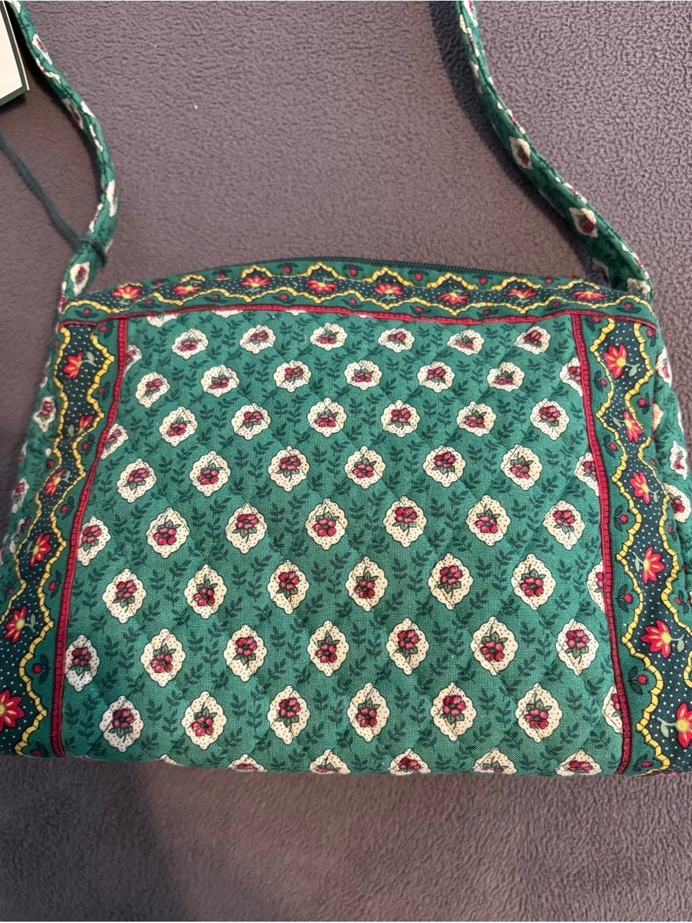 Vera Bradley Green Quilted Shoulder Bag with Multicolor Accents - Picture 9 of 13